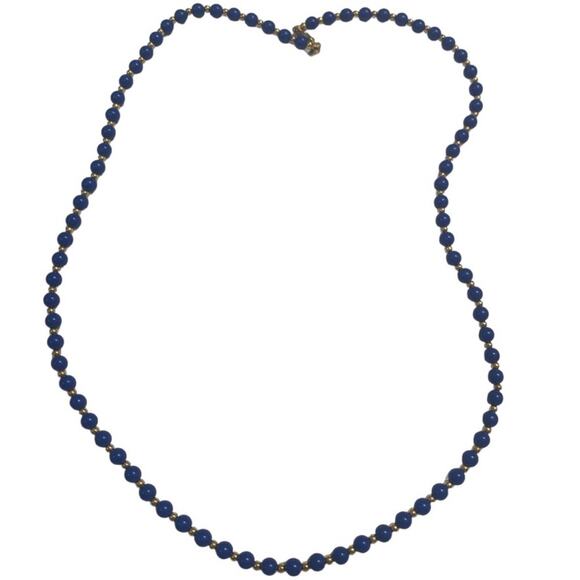 Monet Blue and Gold Tone Beaded Necklace - Picture 1 of 3